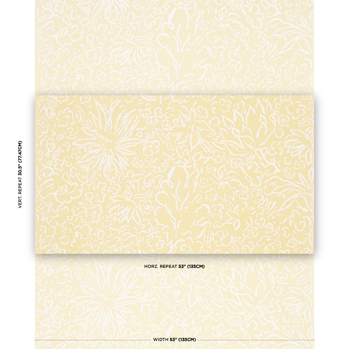 Matisse fabric in white on yellow color - pattern number TL400051 - by Schumacher in the Tillett collection