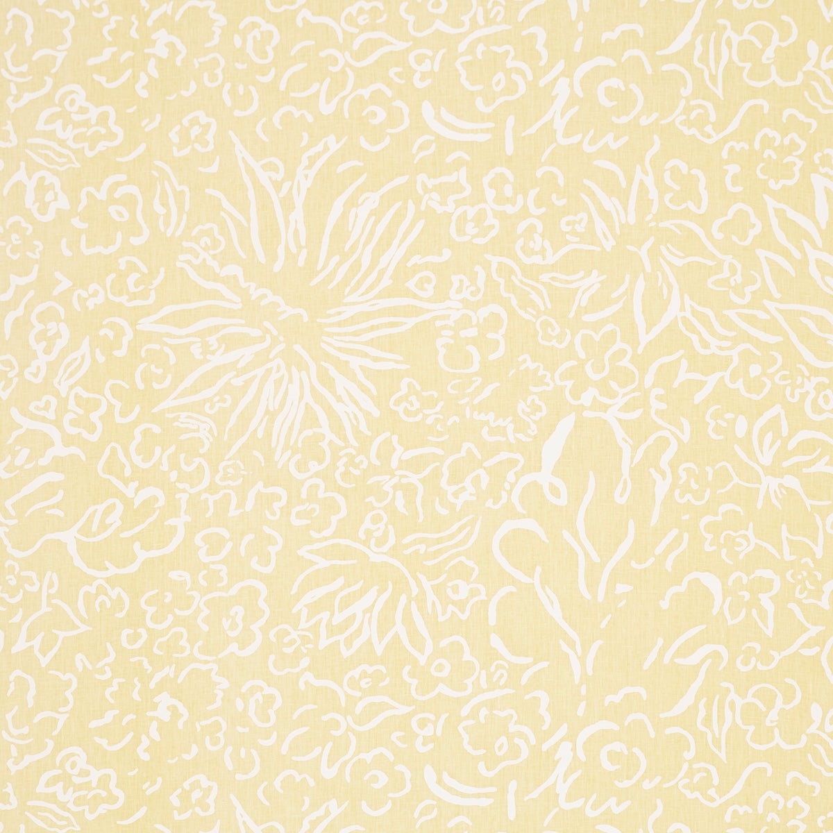 Matisse fabric in white on yellow color - pattern number TL400051 - by Schumacher in the Tillett collection