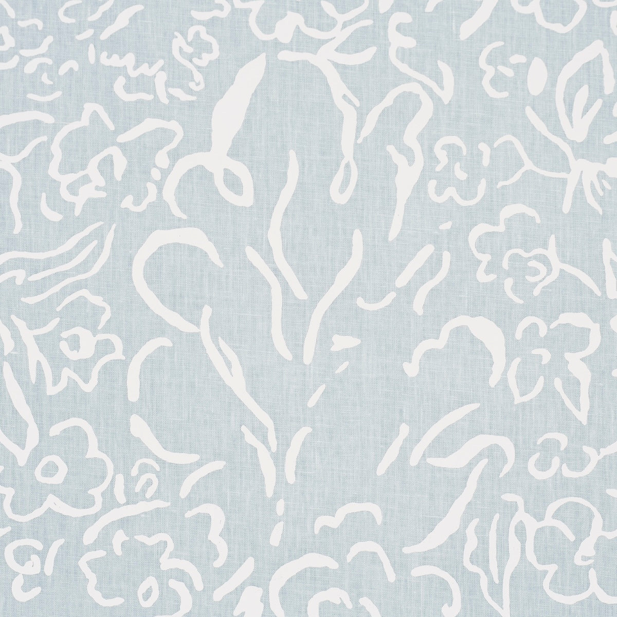 Matisse fabric in white on sky color - pattern number TL400052 - by Schumacher in the Tillett collection