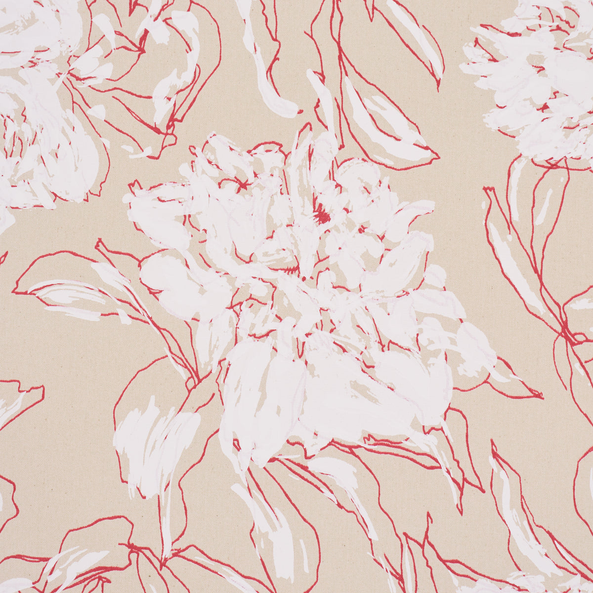 Peony Silhouette fabric in red color - pattern number TL400060 - by Schumacher in the Tillett collection