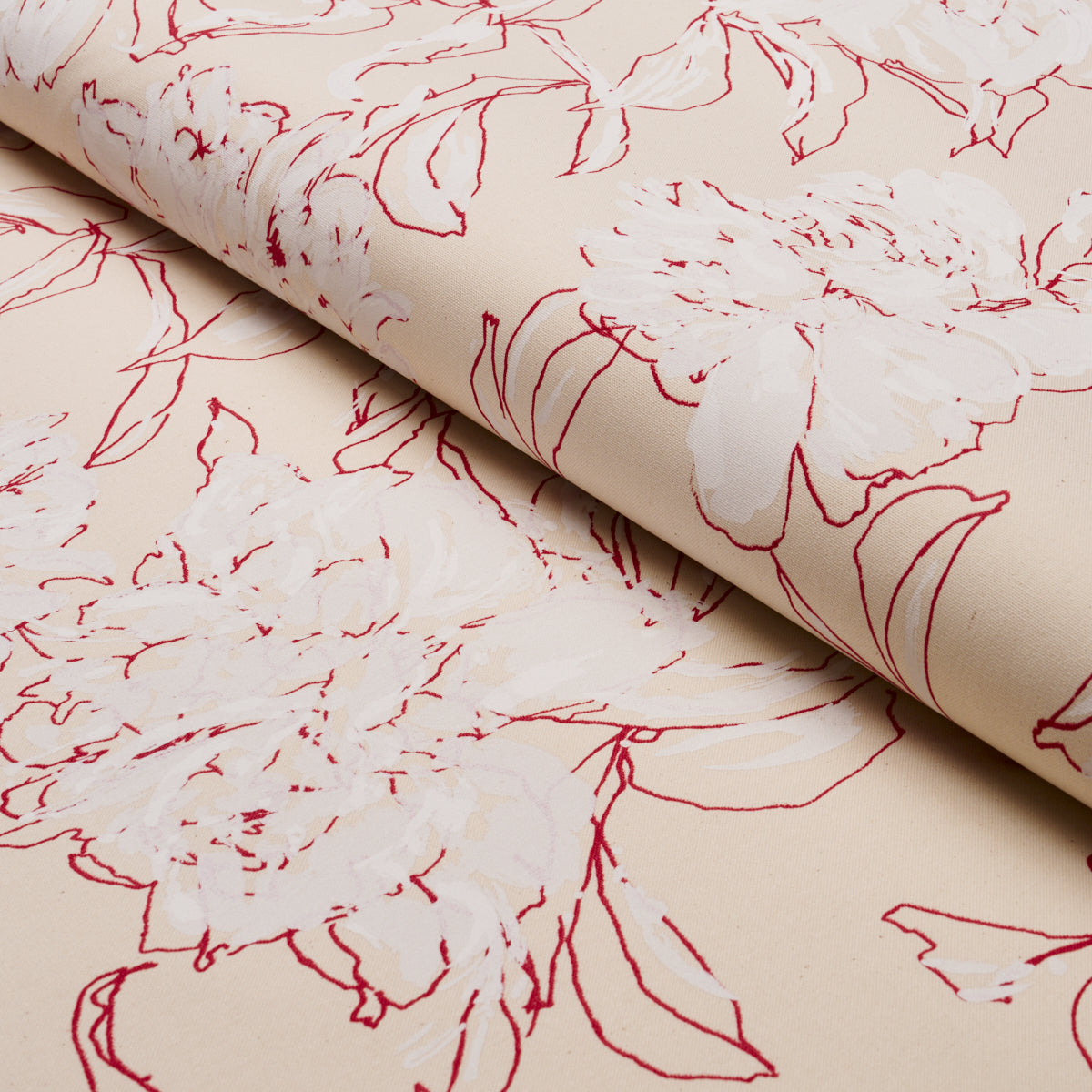 Peony Silhouette fabric in red color - pattern number TL400060 - by Schumacher in the Tillett collection