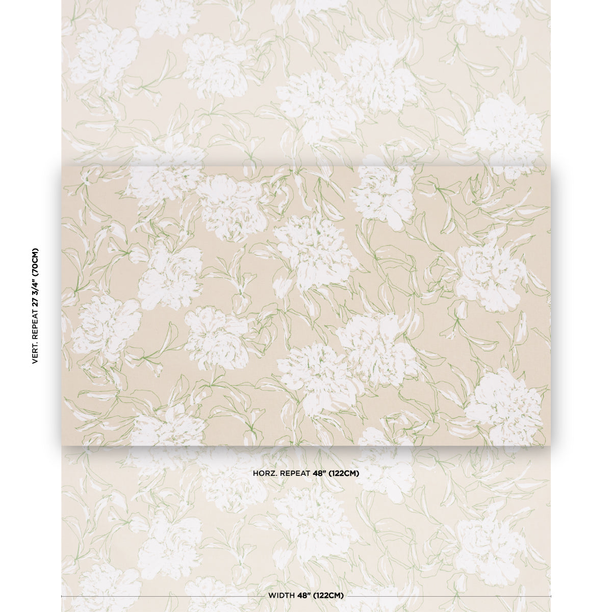 Peony Silhouette fabric in leaf color - pattern number TL400061 - by Schumacher in the Tillett collection