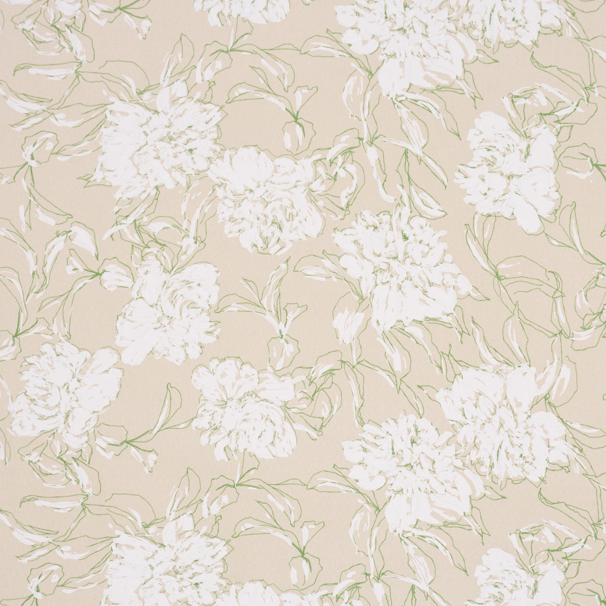 Peony Silhouette fabric in leaf color - pattern number TL400061 - by Schumacher in the Tillett collection