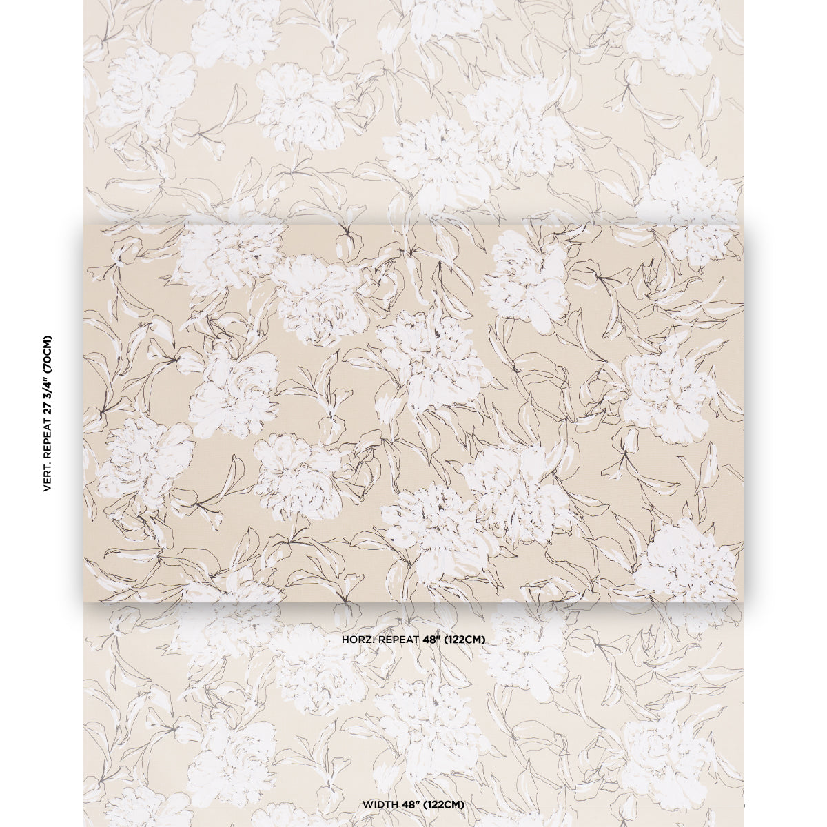 Peony Silhouette fabric in graphite color - pattern number TL400062 - by Schumacher in the Tillett collection