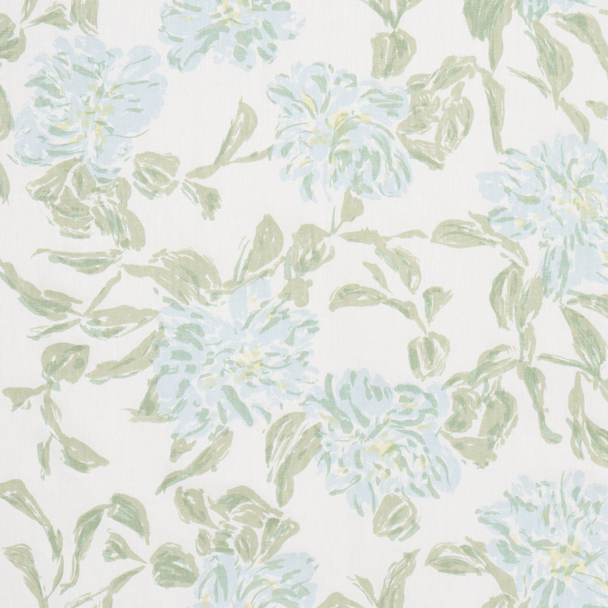 Peony fabric in green &amp; soft blue color - pattern number TL400070 - by Schumacher in the Tillett collection