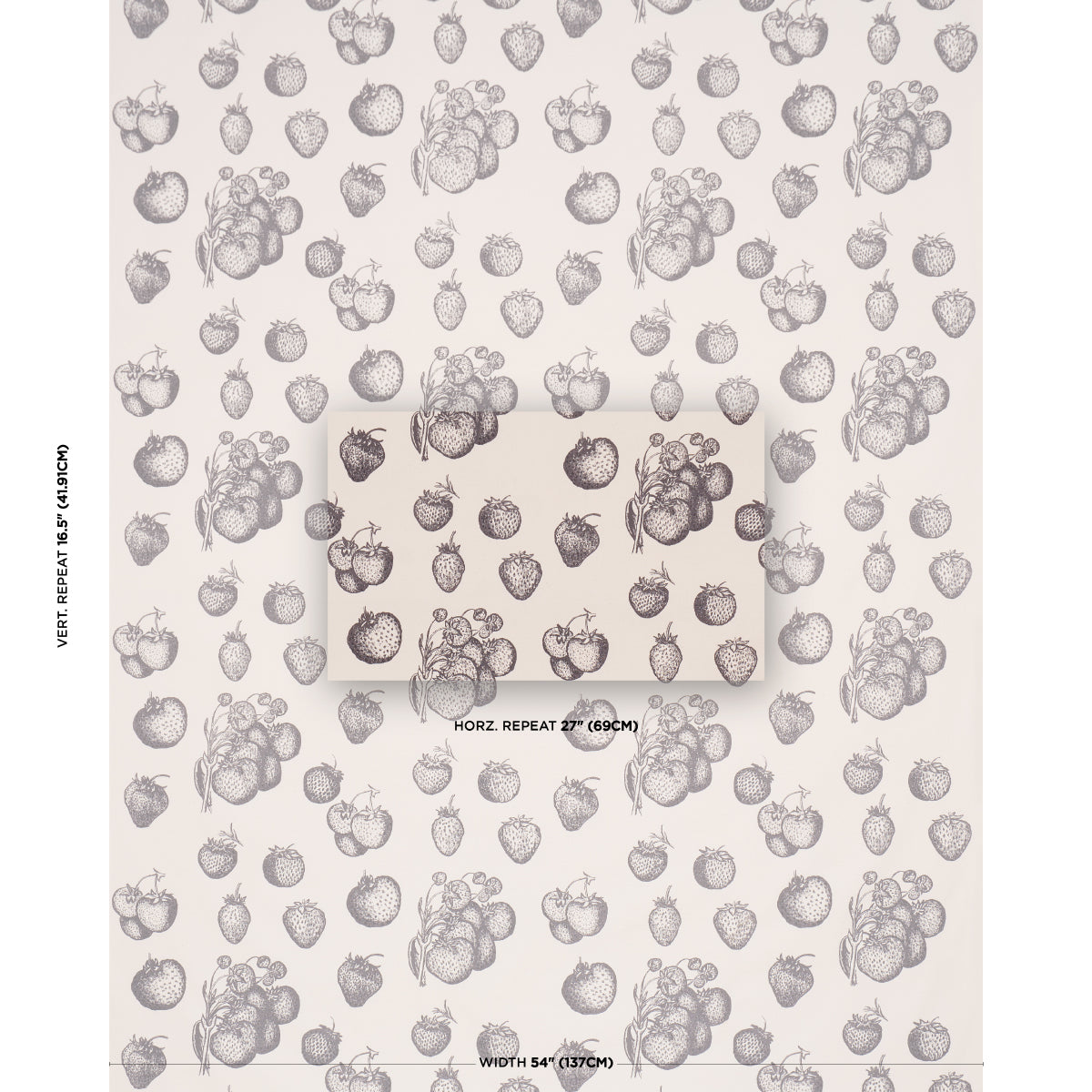 Strawberry Fields fabric in graphite color - pattern number TL400080 - by Schumacher in the Tillett collection