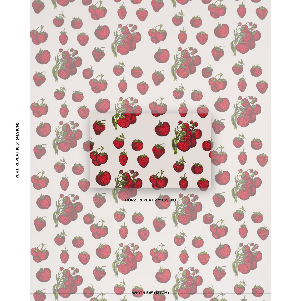 Strawberry Fields fabric in red color - pattern number TL400081 - by Schumacher in the Tillett collection