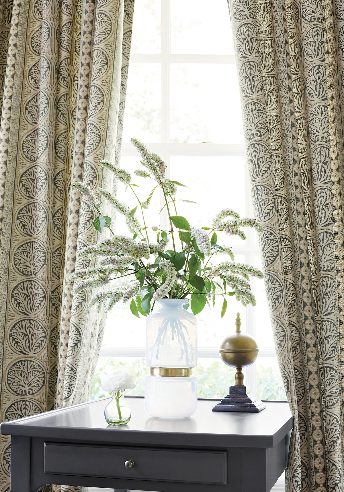 Fair Isle printed fabric in grey color - pattern number F988735 - by Thibaut in the Trade Routes collection