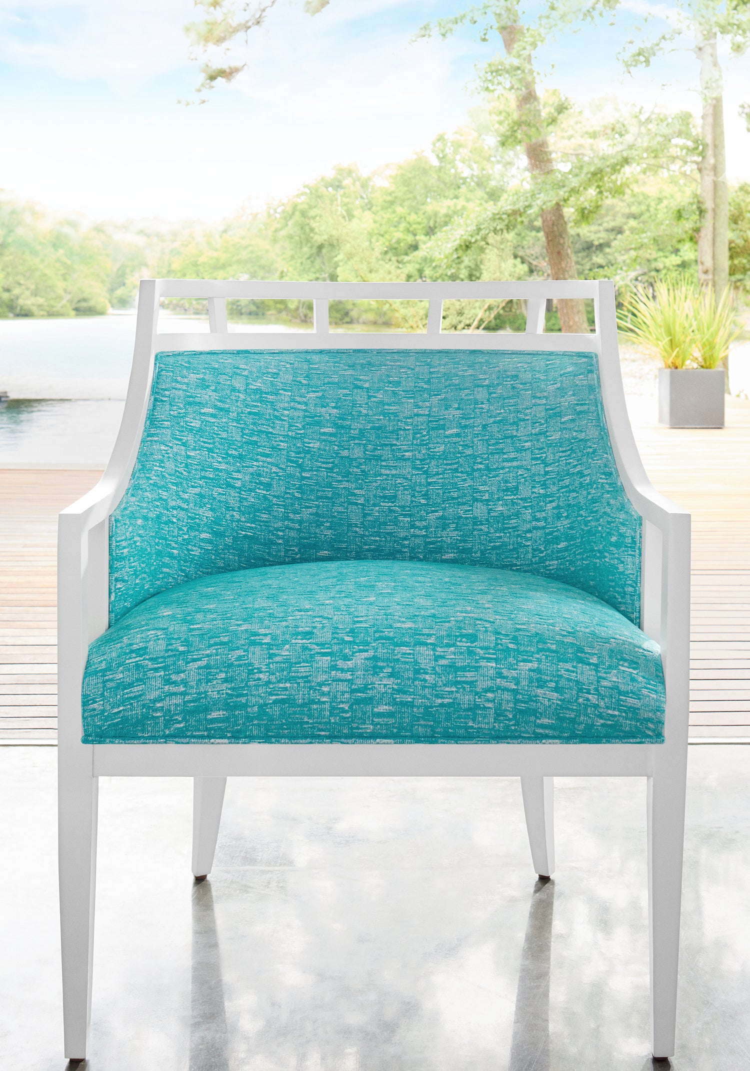 Malibu chair in Cestino fabric in capri color - pattern number W8520 - by Thibaut in the Villa collection