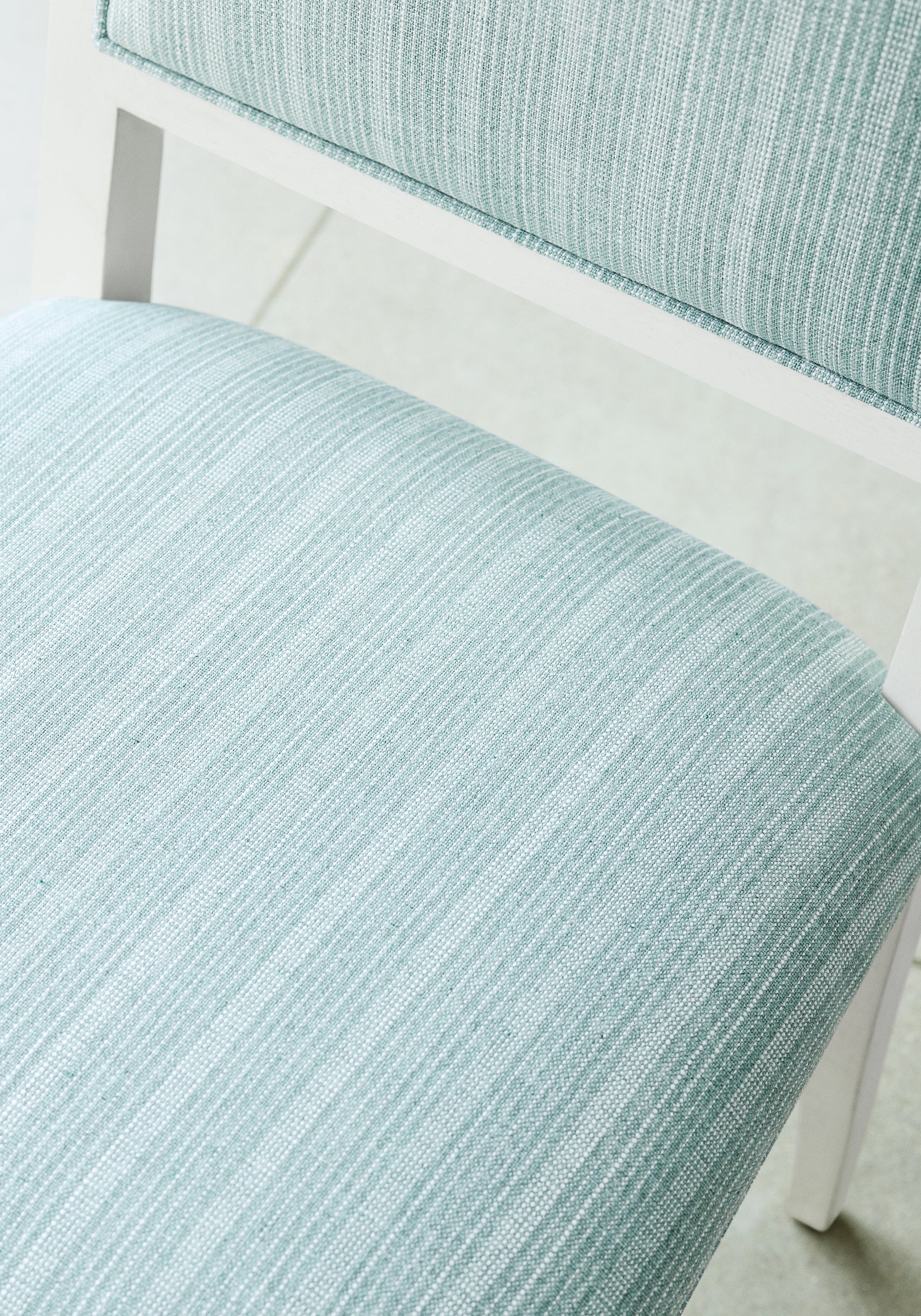 Dining chair in Ebro Stripe fabric in seafoam color - pattern number W8508 - by Thibaut in the Villa collection