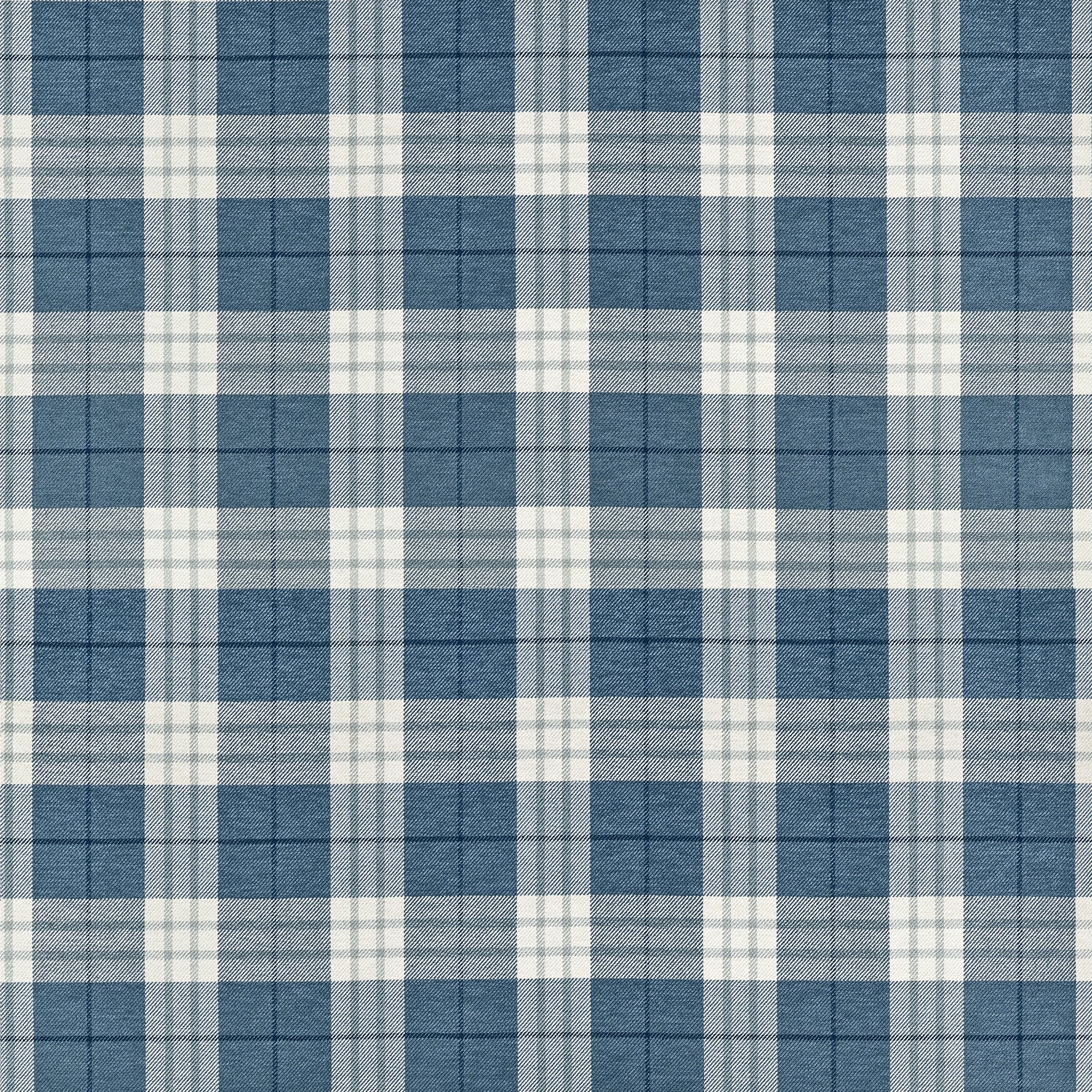 Percival Plaid fabric in true blue color - pattern number W711329 - by Thibaut in the Savile collection