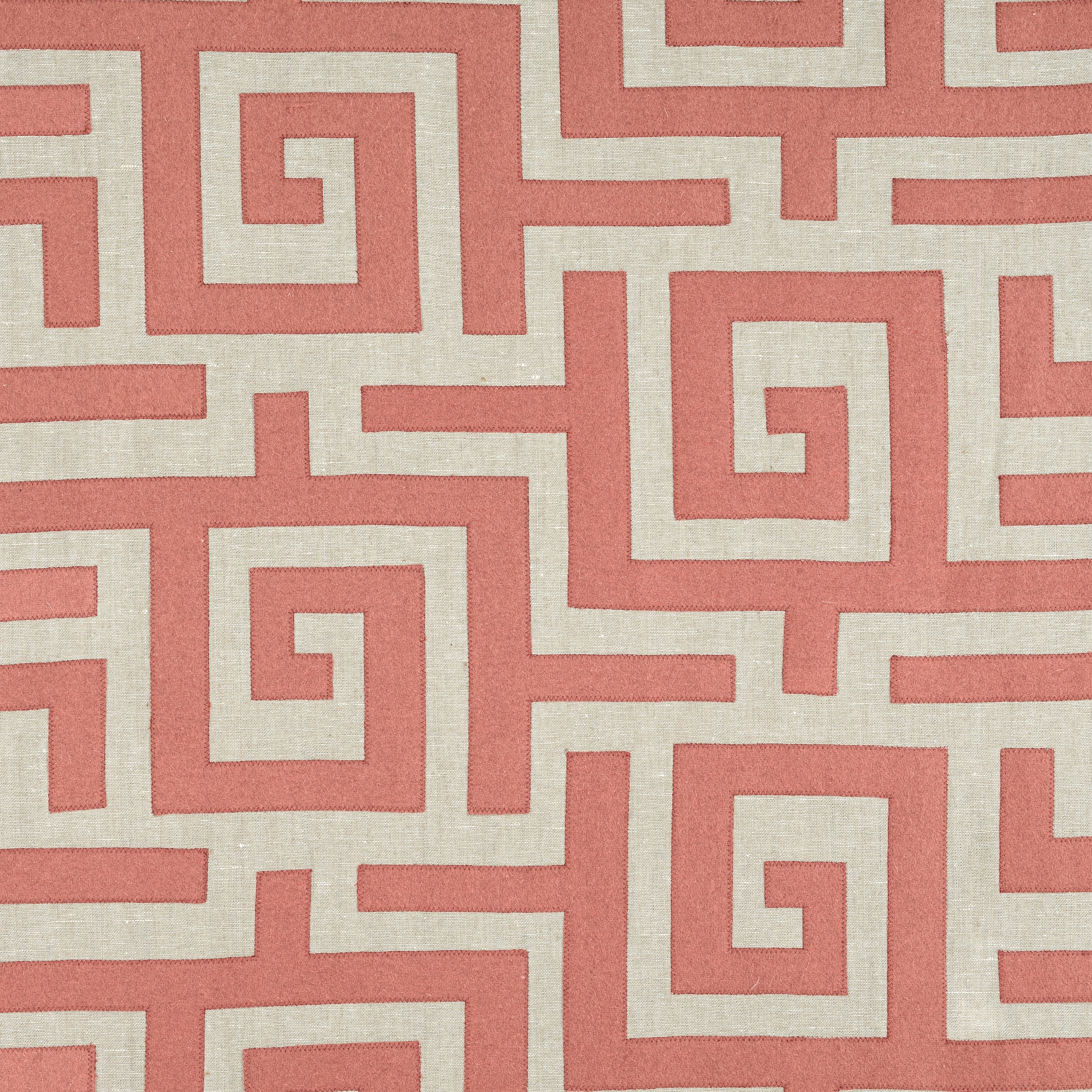 Tulum Applique fabric in coral on natural color - pattern number W713223 - by Thibaut in the Mesa collection