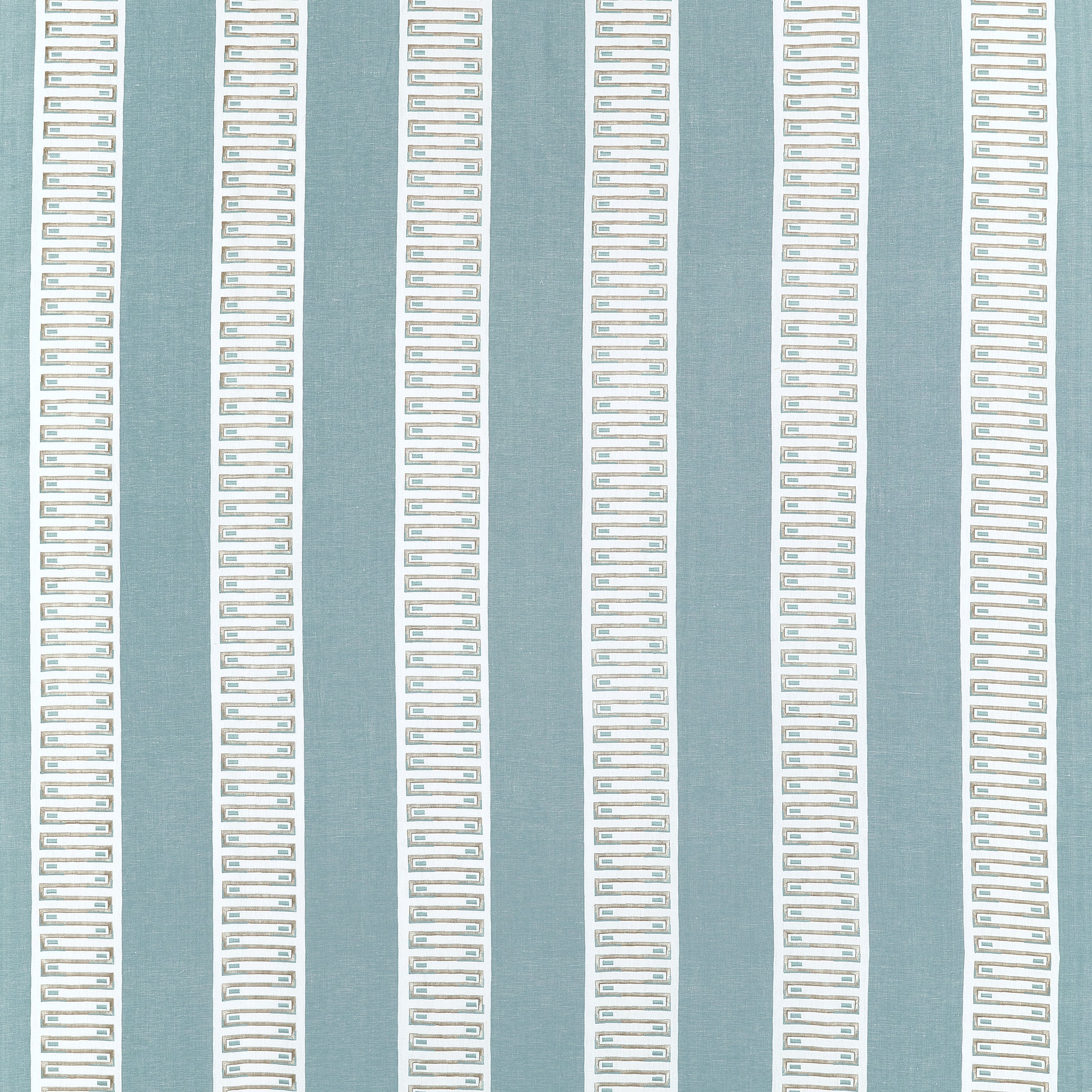 Raritan Line Embroidery fabric in Spa Blue color - pattern number W714630 - by Thibaut in the Fairhaven collection
