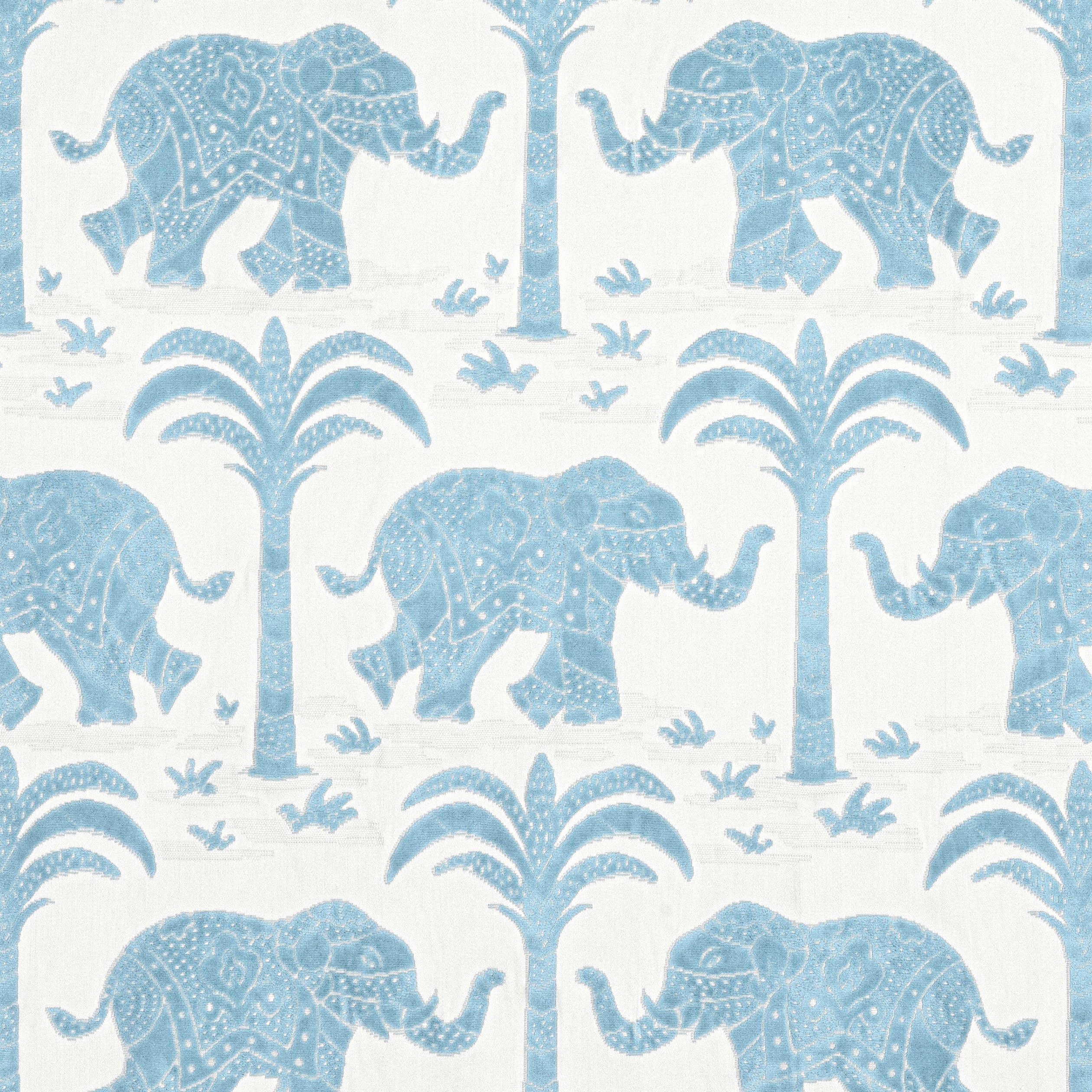Elephant Velvet fabric in french blue color - pattern number W716204 - by Thibaut in the Kismet collection