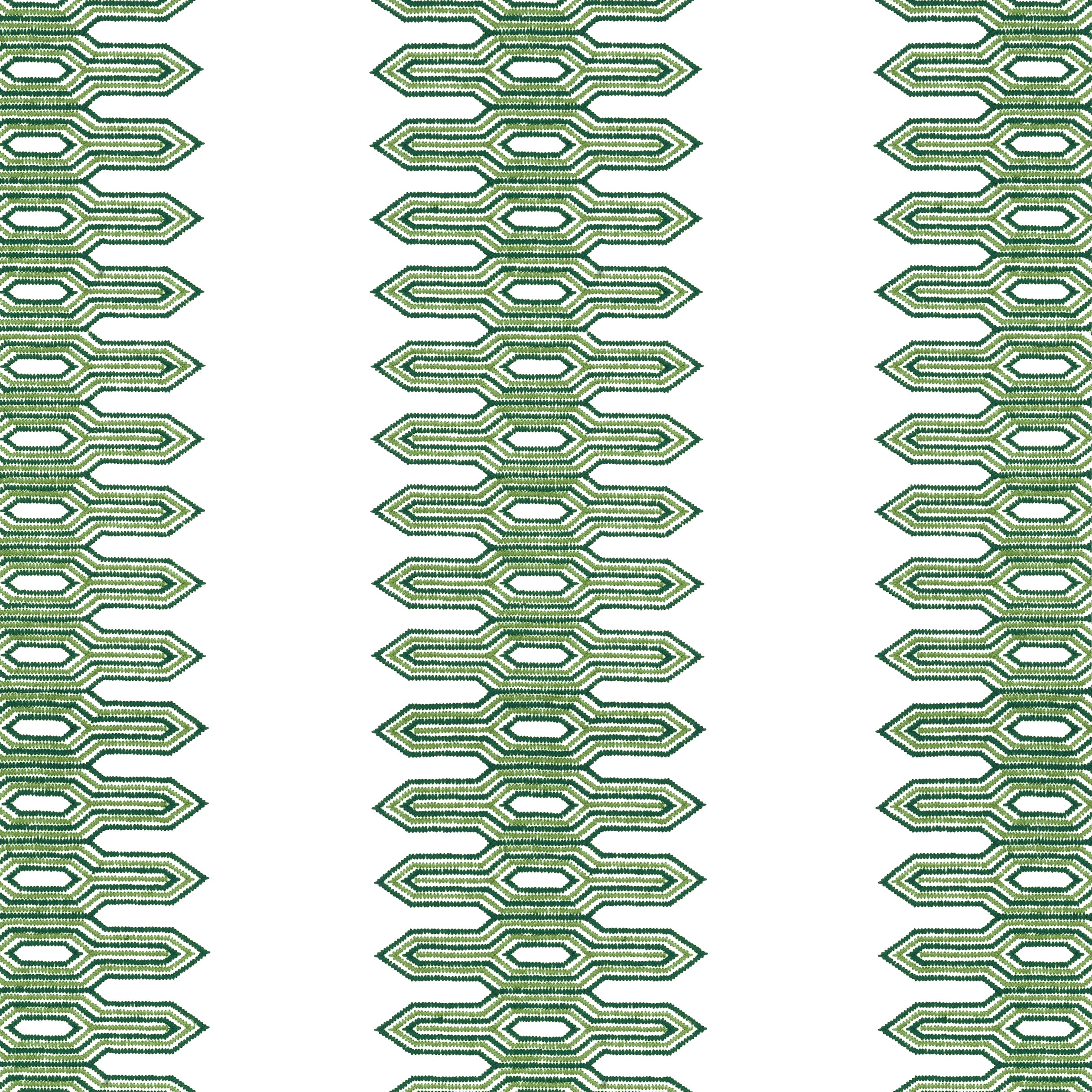 Nola Stripe Embroidery fabric in green color - pattern number W720808 - by Thibaut in the Eden collection