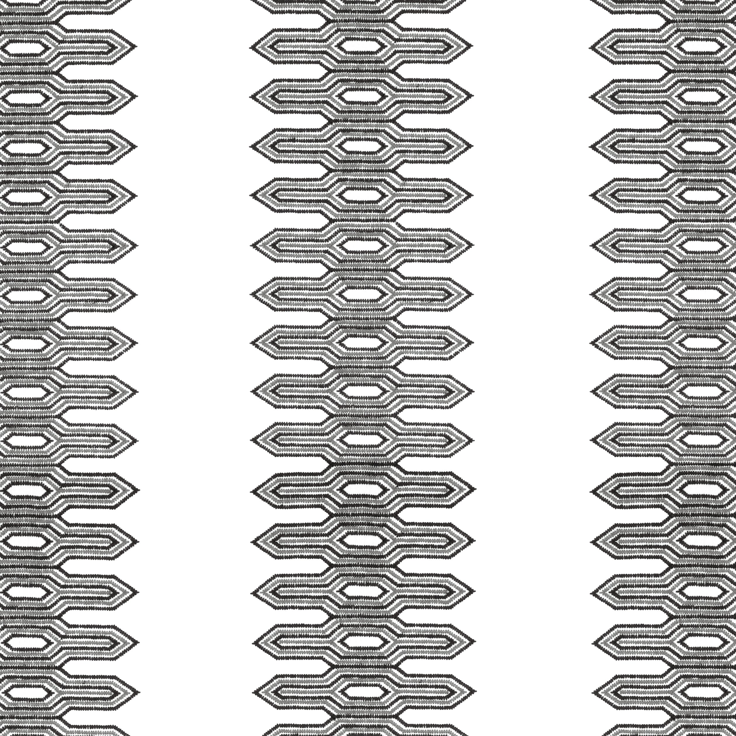 Nola Stripe Embroidery fabric in black color - pattern number W720809 - by Thibaut in the Eden collection