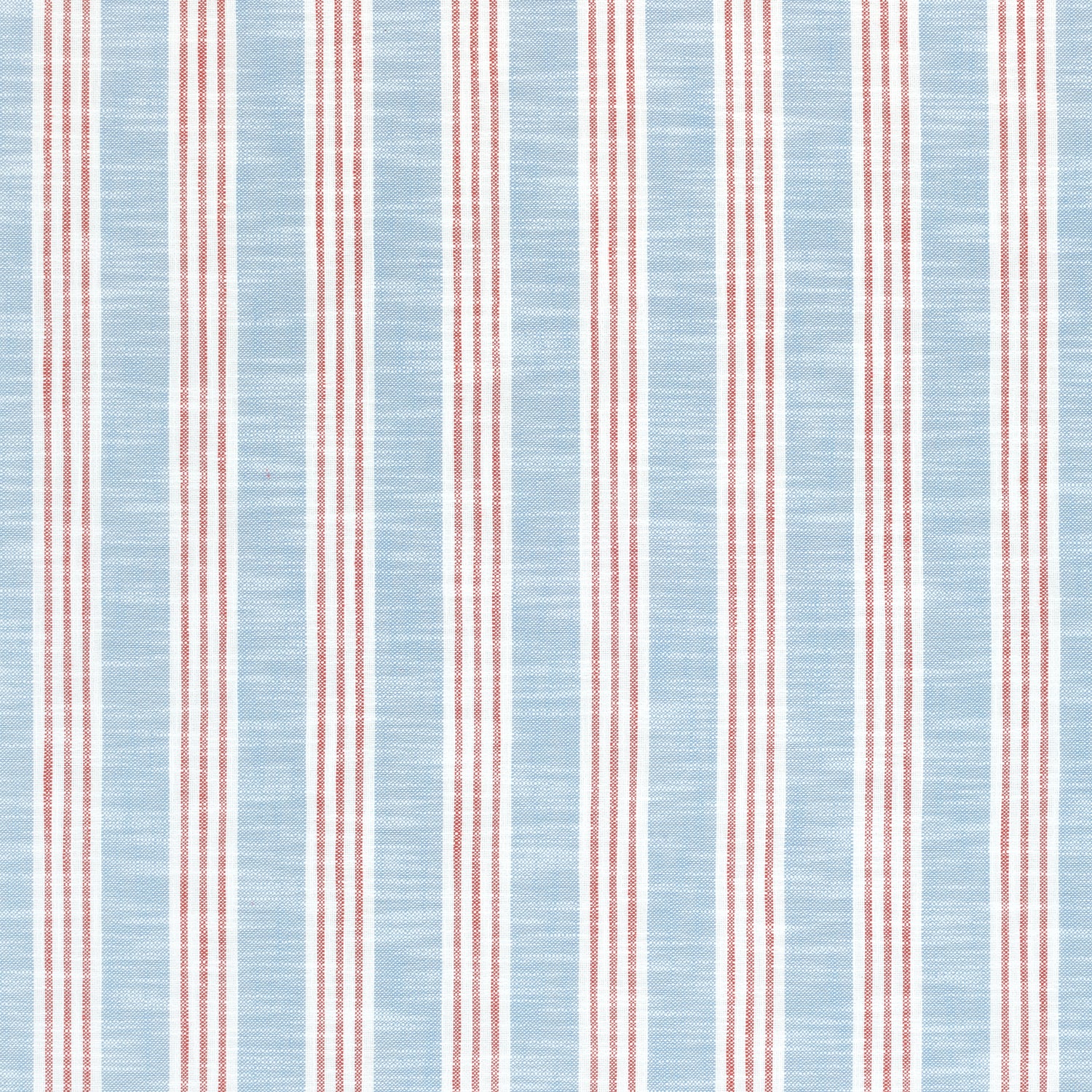 Southport Stripe fabric in sky and red color - pattern number W73489 - by Thibaut in the Landmark collection