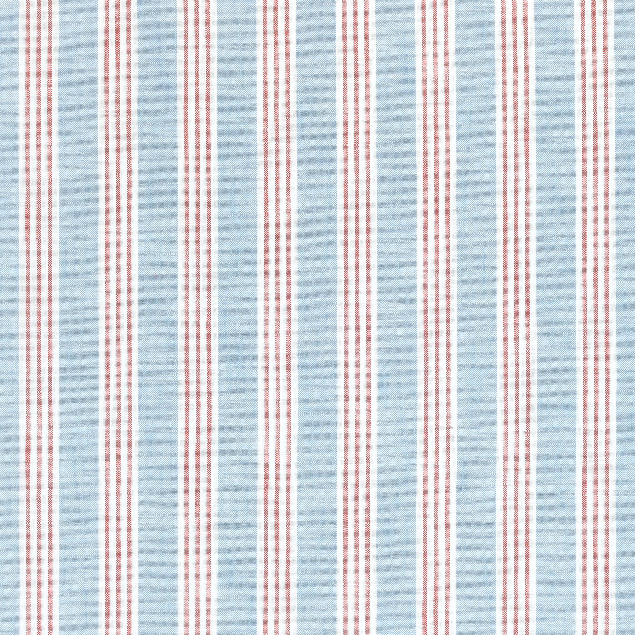 Southport Stripe fabric in sky and red color - pattern number W73489 - by Thibaut in the Landmark collection