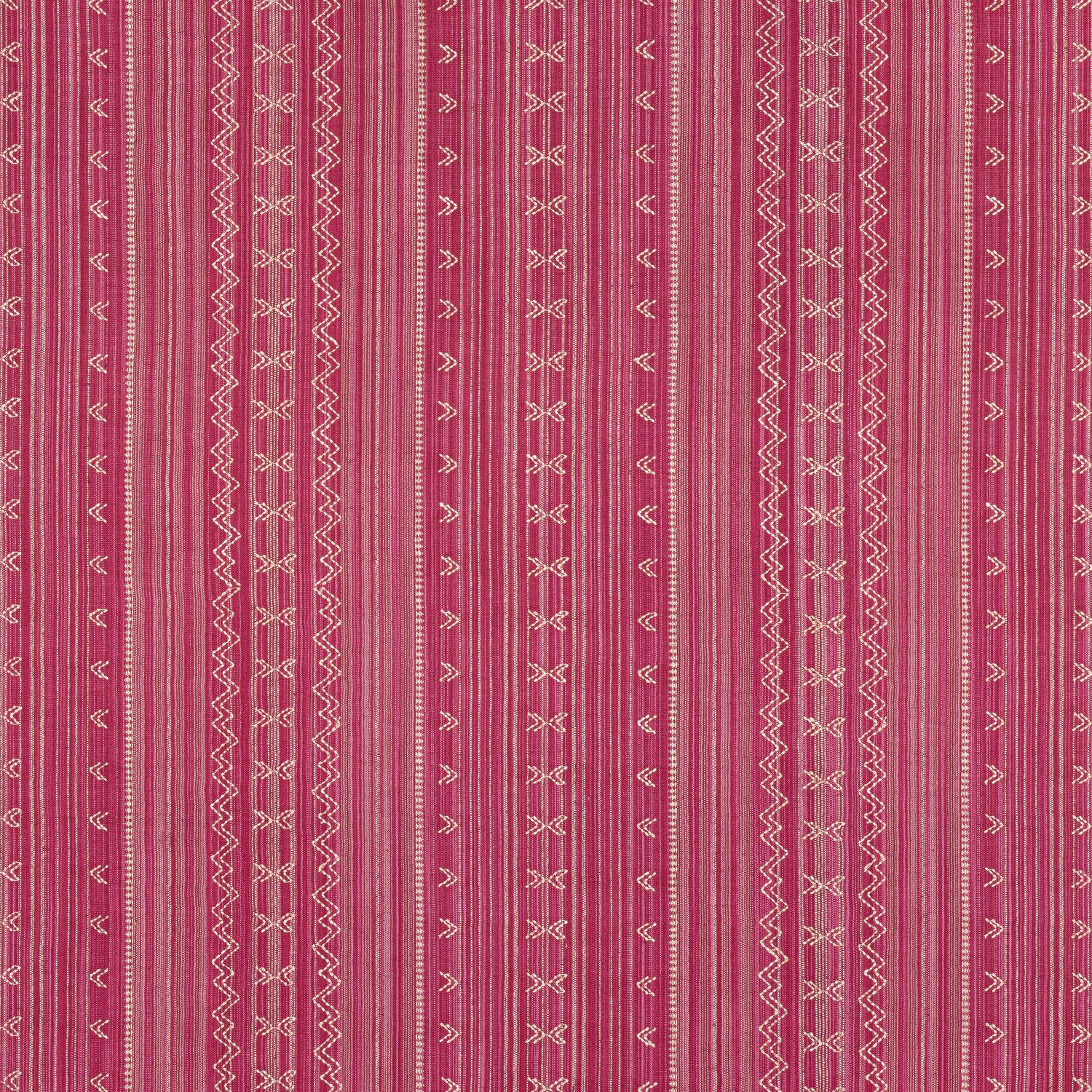 Charter Stripe Embroidery fabric in raspberry color - pattern number W736454 - by Thibaut in the Indienne collection