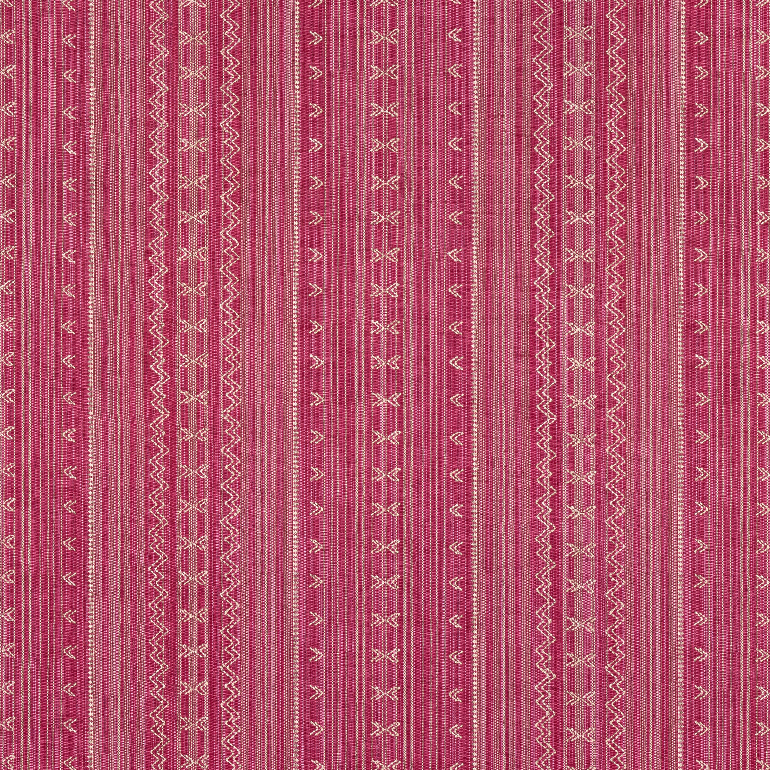Charter Stripe Embroidery fabric in raspberry color - pattern number W736454 - by Thibaut in the Indienne collection