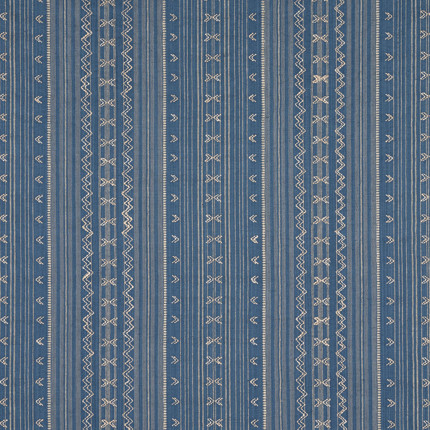 Charter Stripe Embroidery fabric in navy color - pattern number W736456 - by Thibaut in the Indienne collection