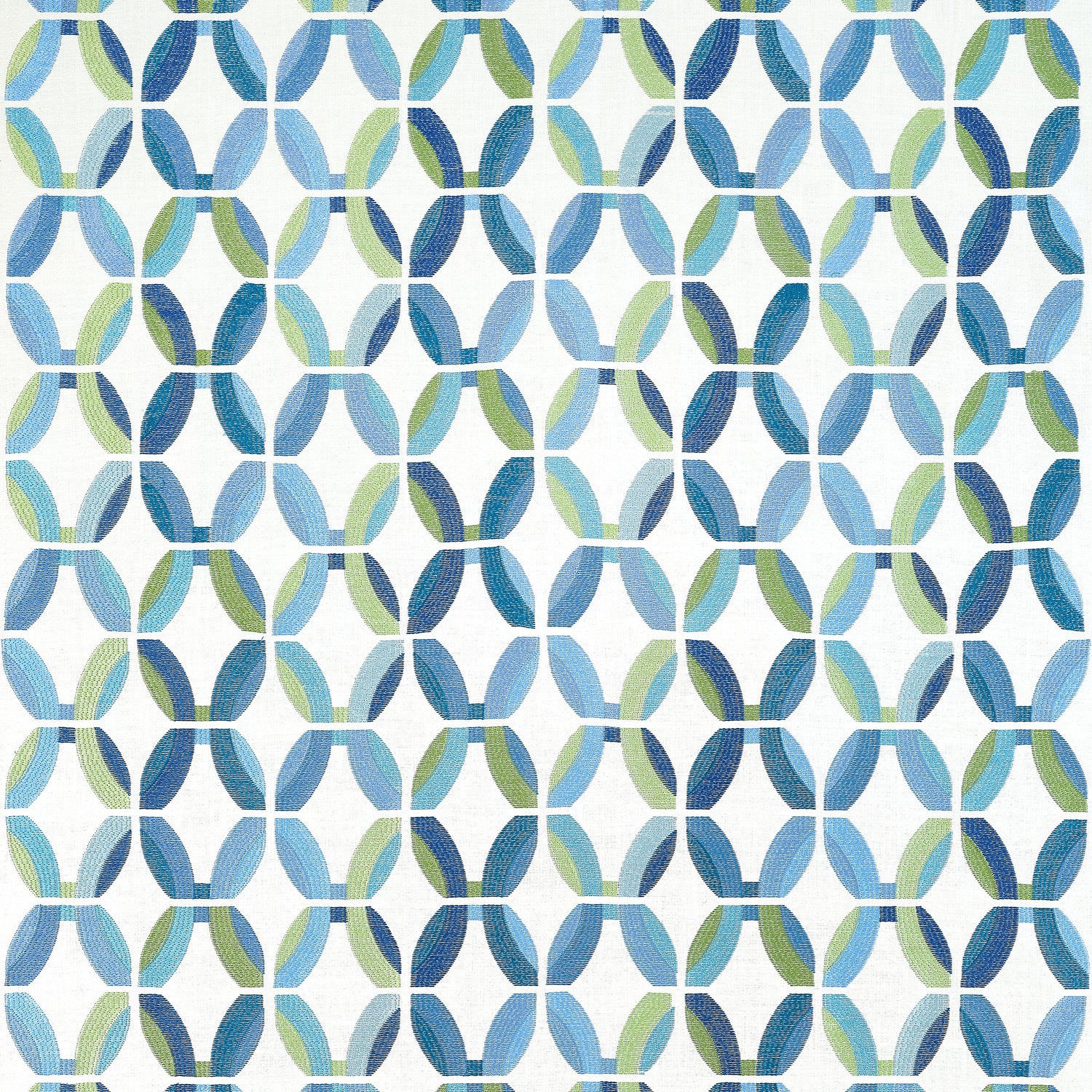 Passageway Embroidery fabric in blue and green color - pattern number W745000 - by Thibaut in the Wanderlust collection