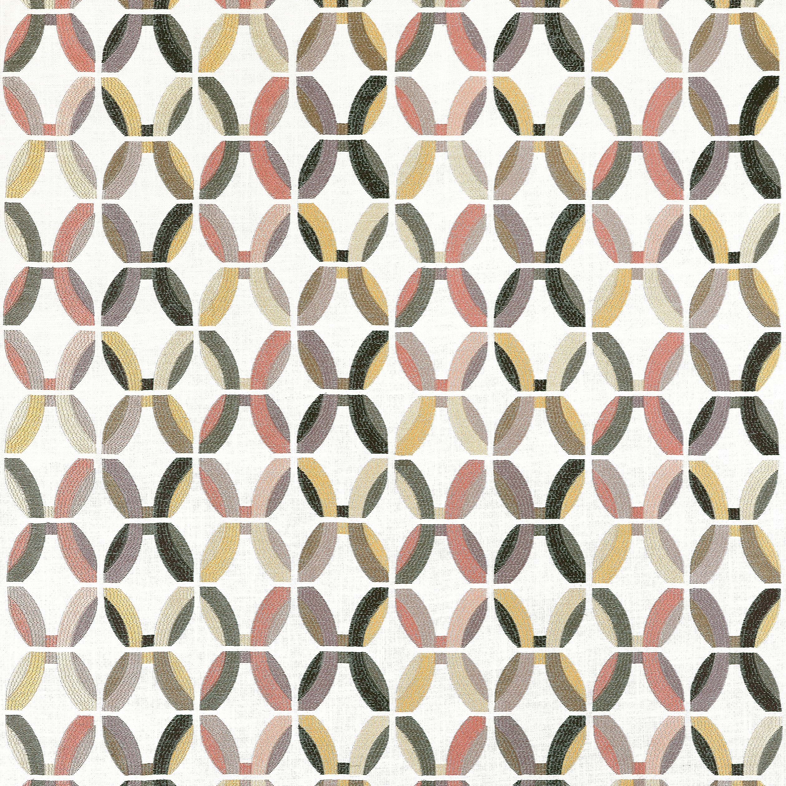 Passageway Embroidery fabric in apricot and ginger color - pattern number W745002 - by Thibaut in the Wanderlust collection