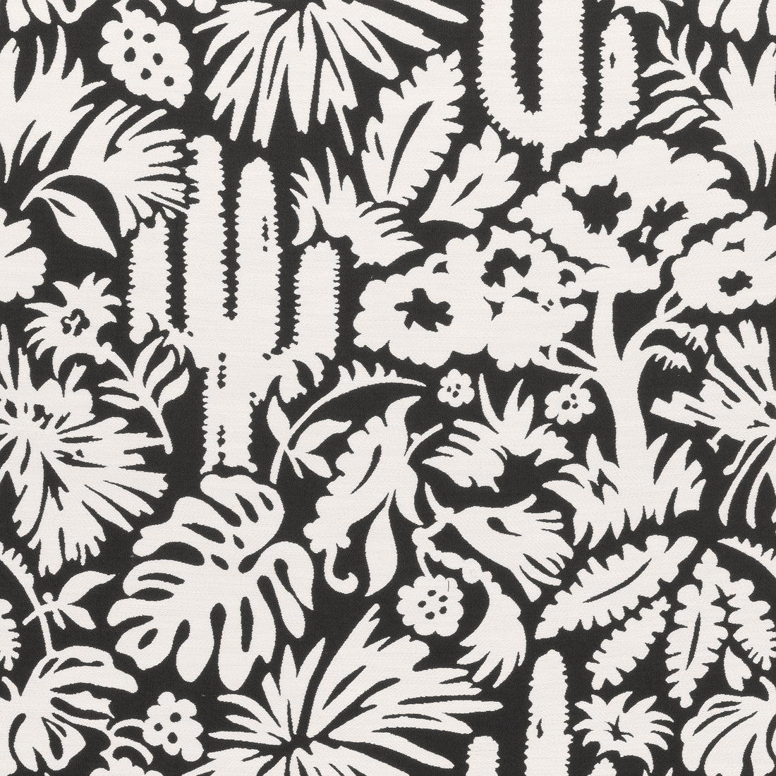 Botanica fabric in black color - pattern number W74623 - by Thibaut in the Festival collection