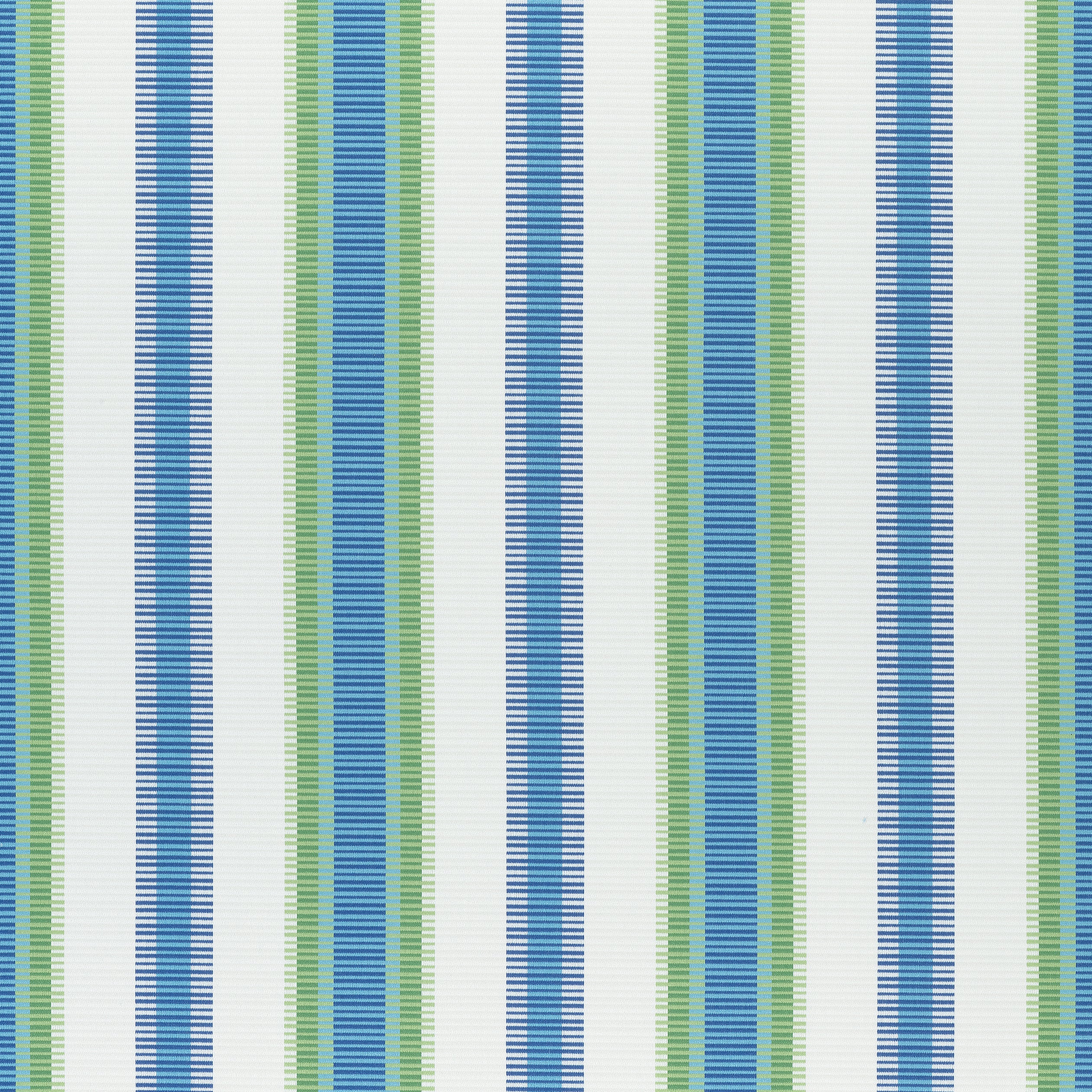 Samba Stripe fabric in royal blue and green color - pattern number W74670 - by Thibaut in the Festival collection
