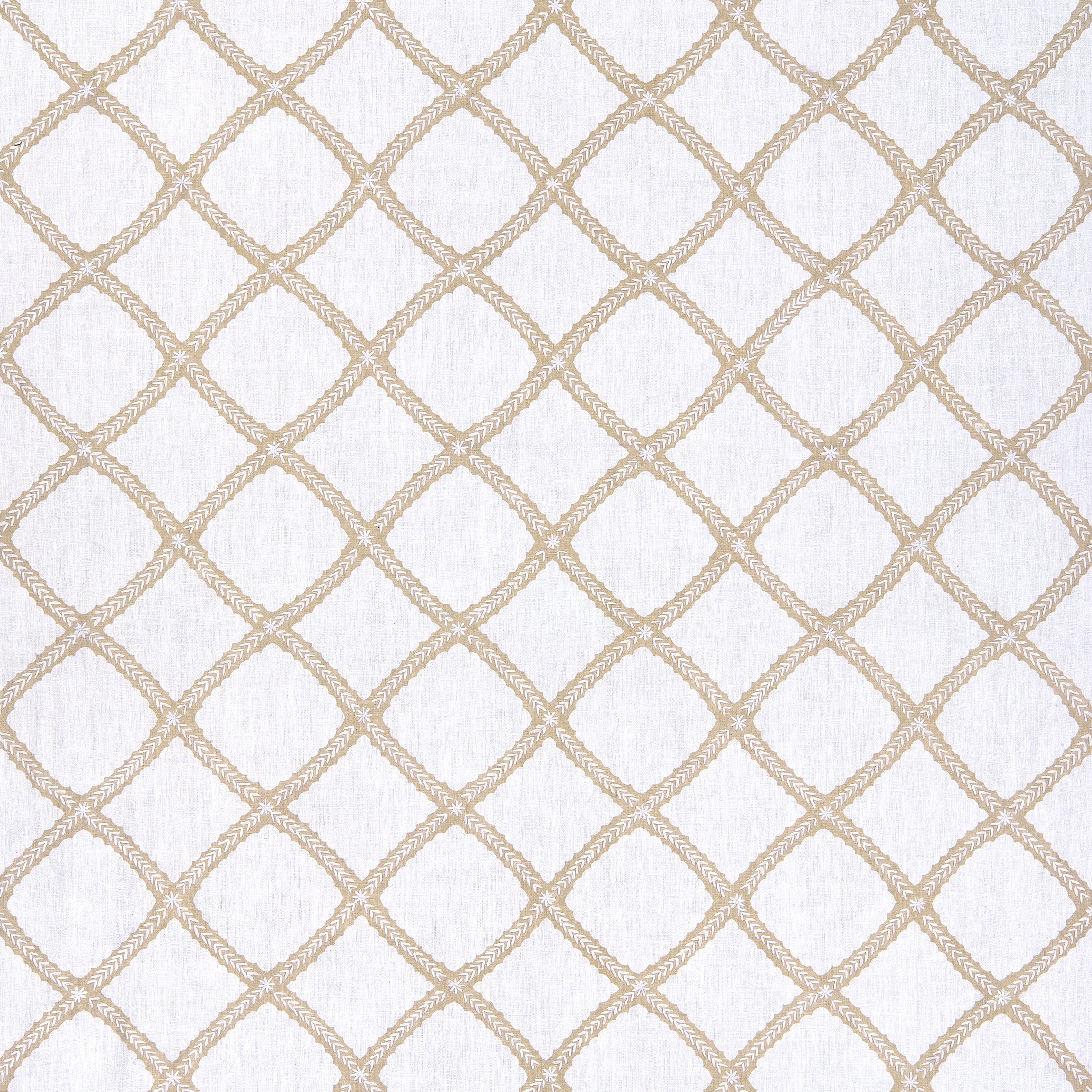 Majuli Embroidery fabric in beige on white color - pattern number W788705 - by Thibaut in the Trade Routes collection