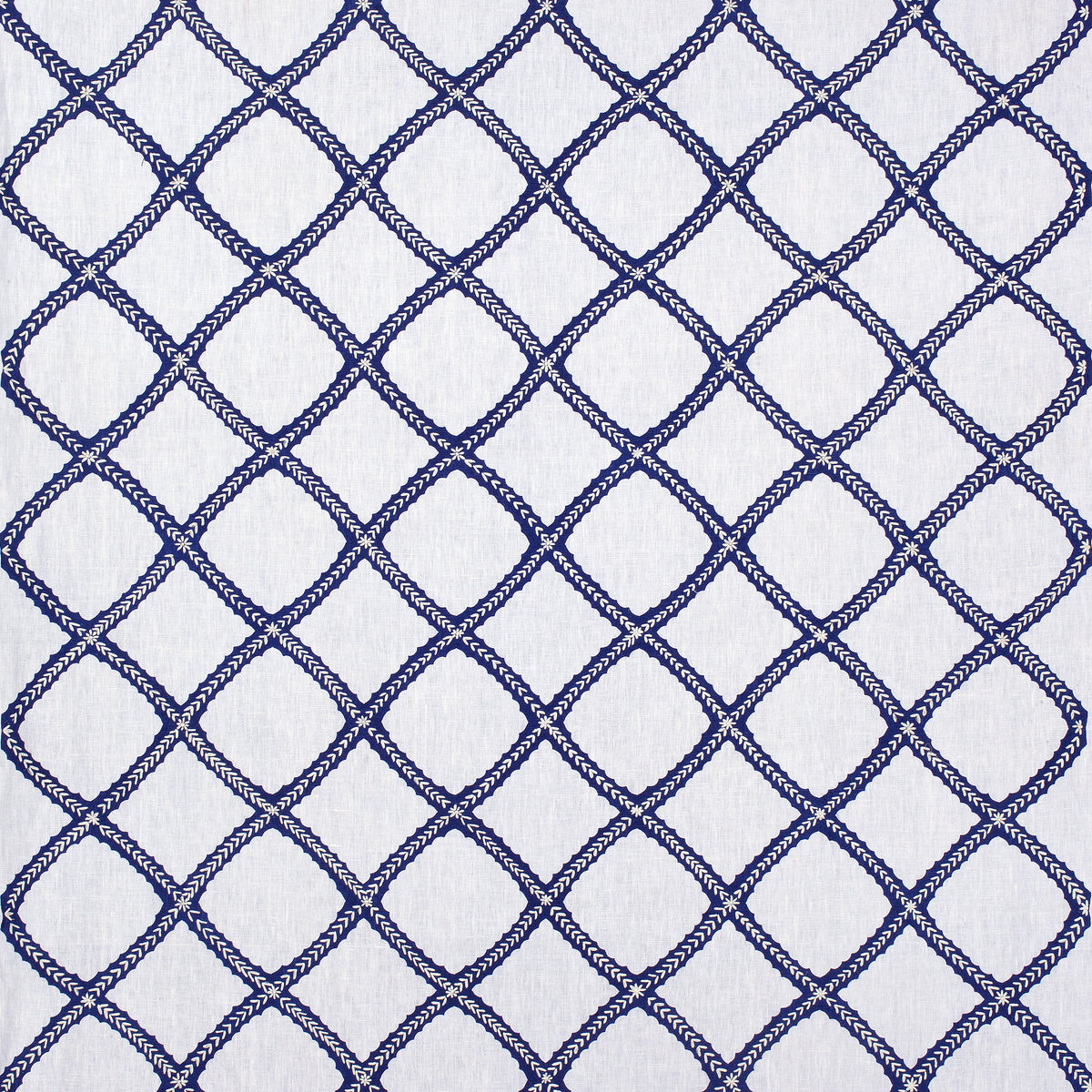 Majuli Embroidery fabric in navy on white color - pattern number W788706 - by Thibaut in the Trade Routes collection