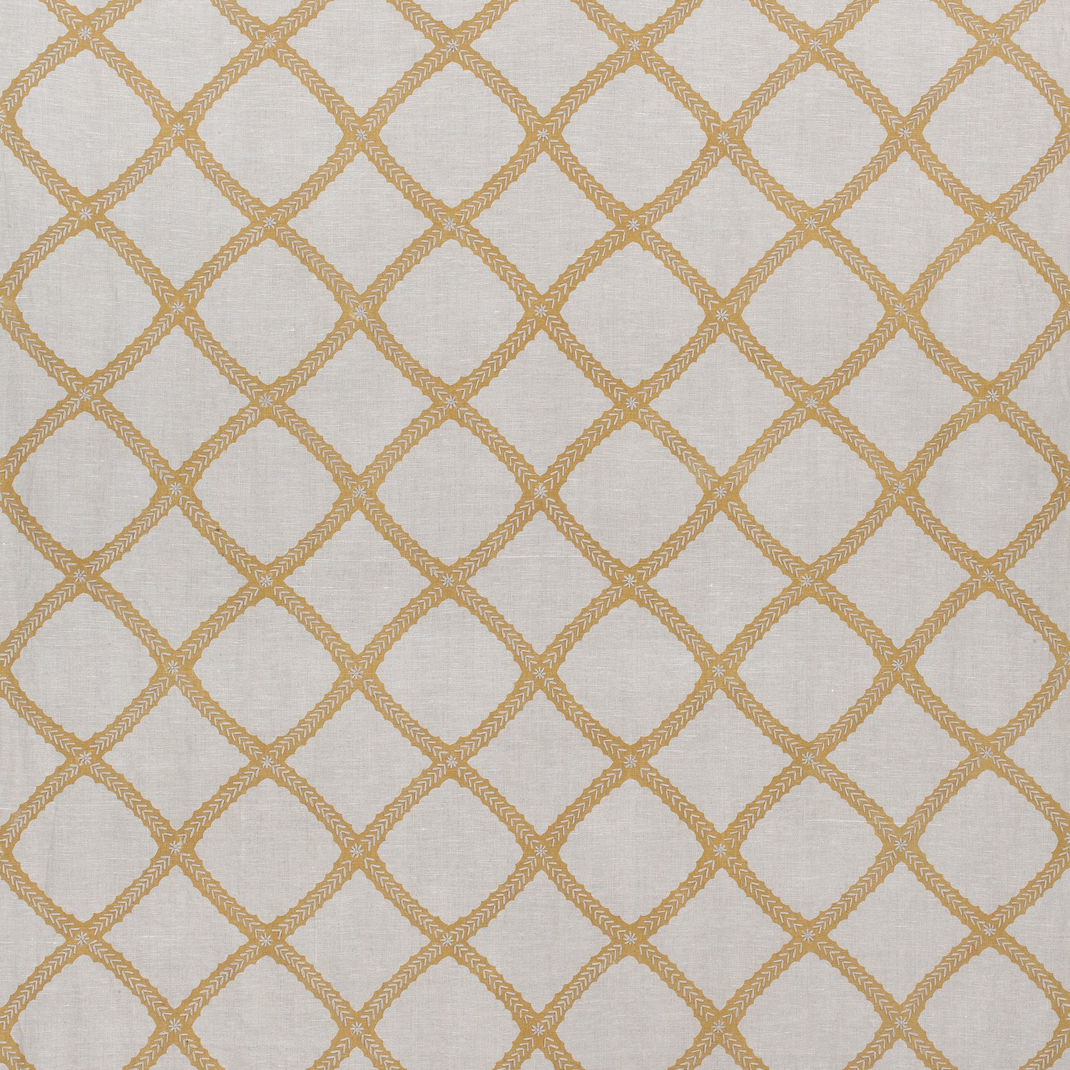 Majuli Embroidery fabric in gold on flax color - pattern number W788708 - by Thibaut in the Trade Routes collection
