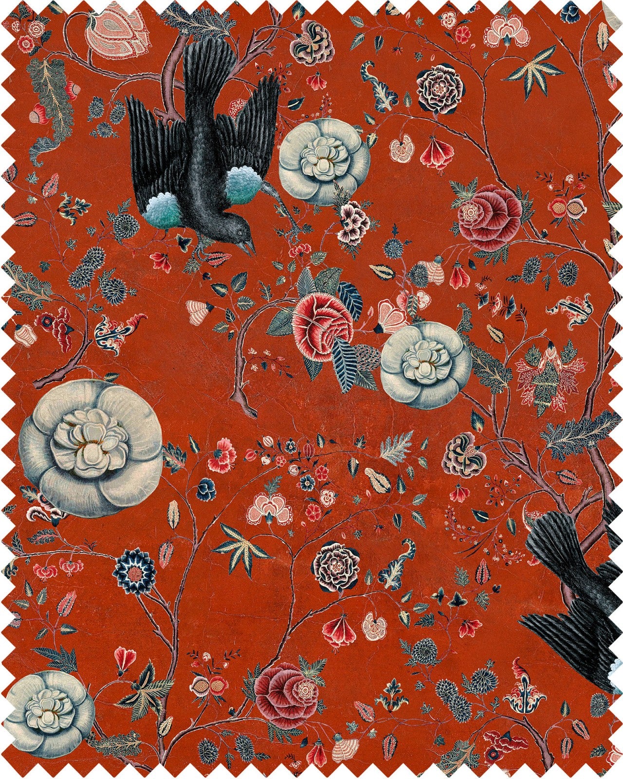 Black Bird fabric in red color - pattern number FB00009 - by Mind The Gap in the Nomad Story collection