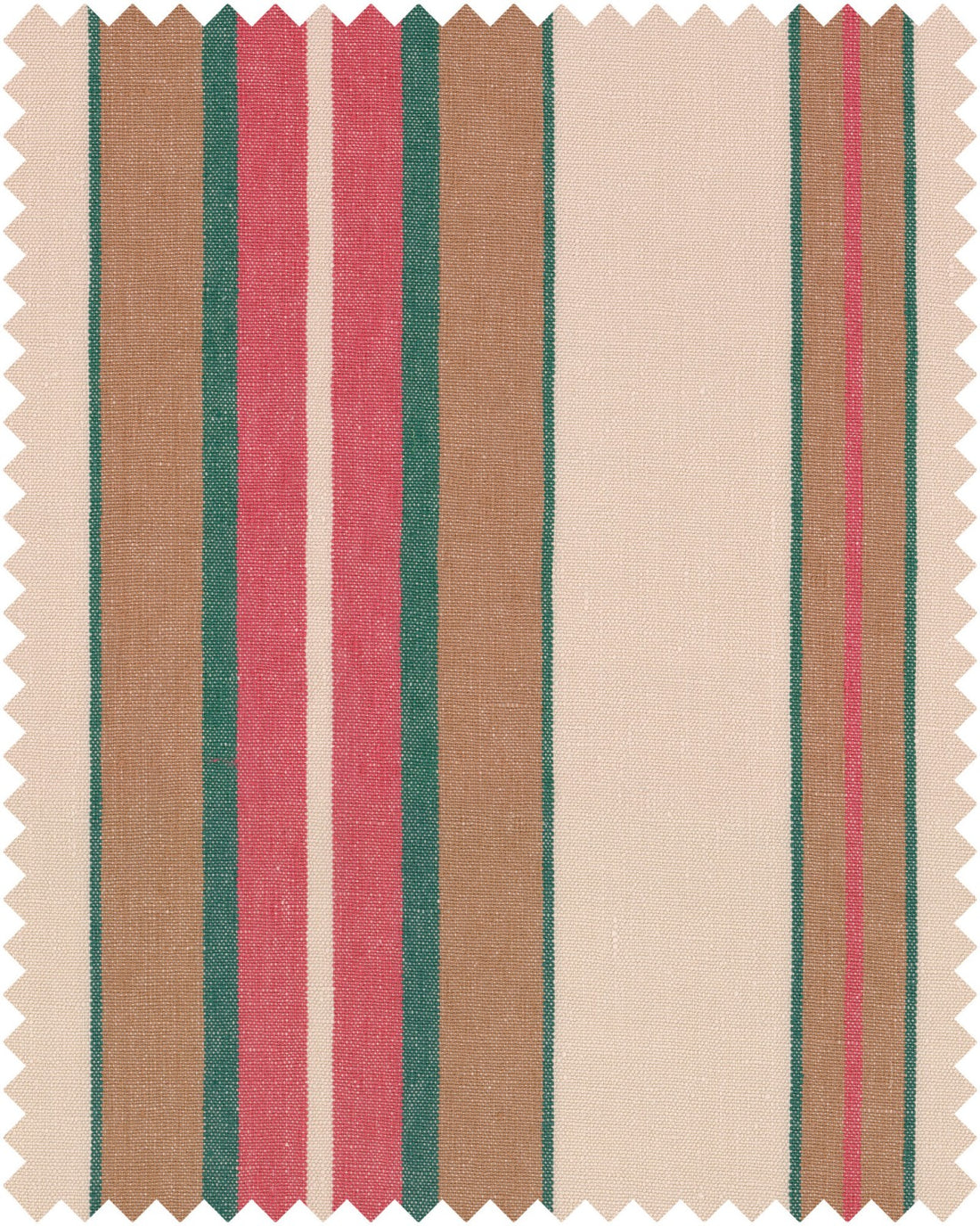 Herina Stripe Heavy Linen fabric in green red brown white color - pattern number FB00056 - by Mind The Gap in the Transylvanian Roots collection