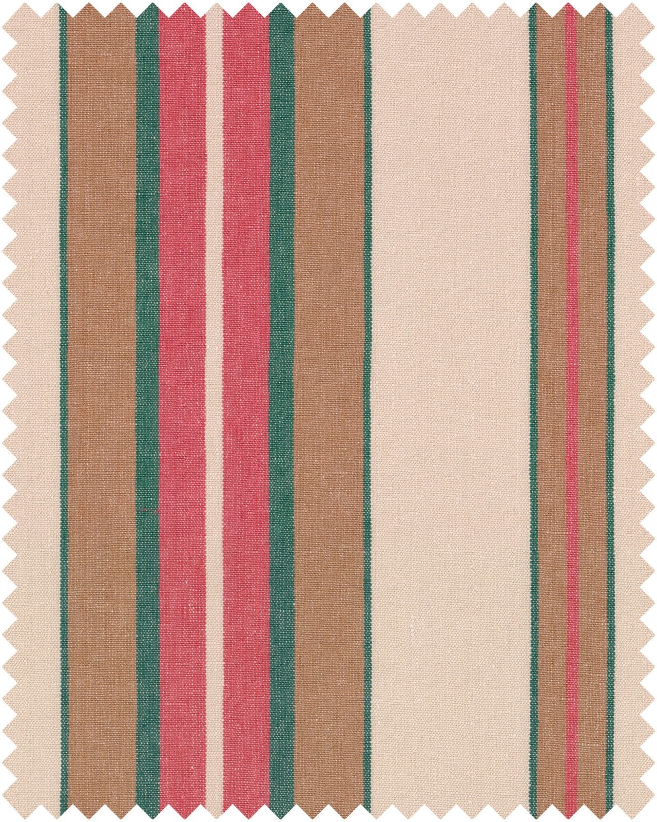 Herina Stripe Heavy Linen fabric in green red brown white color - pattern number FB00056 - by Mind The Gap in the Transylvanian Roots collection