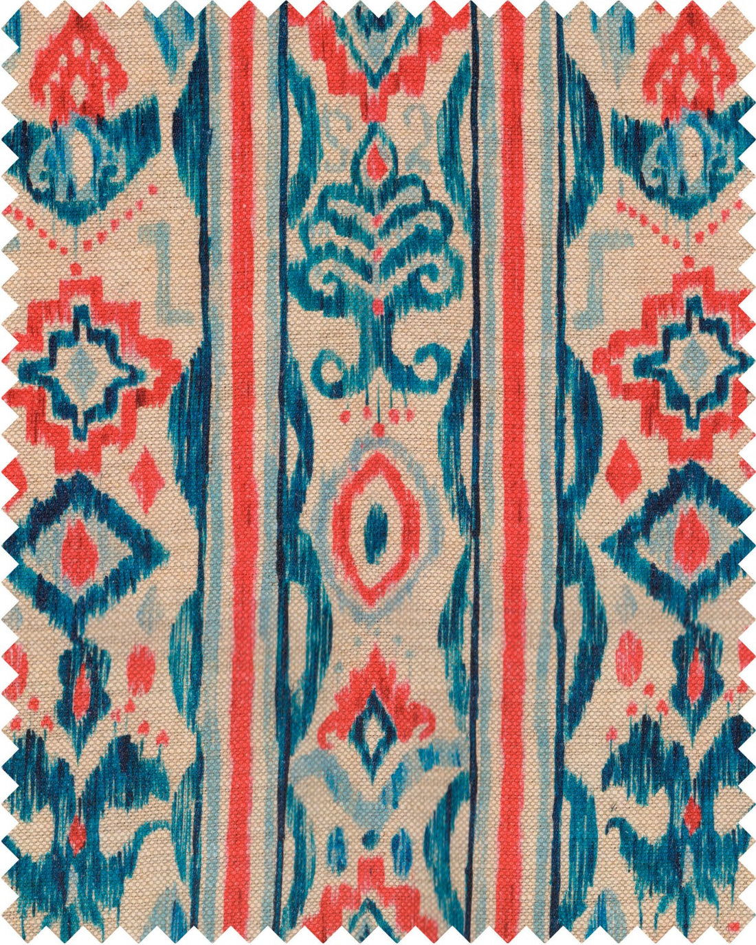 Mediterraneo Ikat fabric in white red indigo color - pattern number FB00062 - by Mind The Gap in the Sundance Villa collection