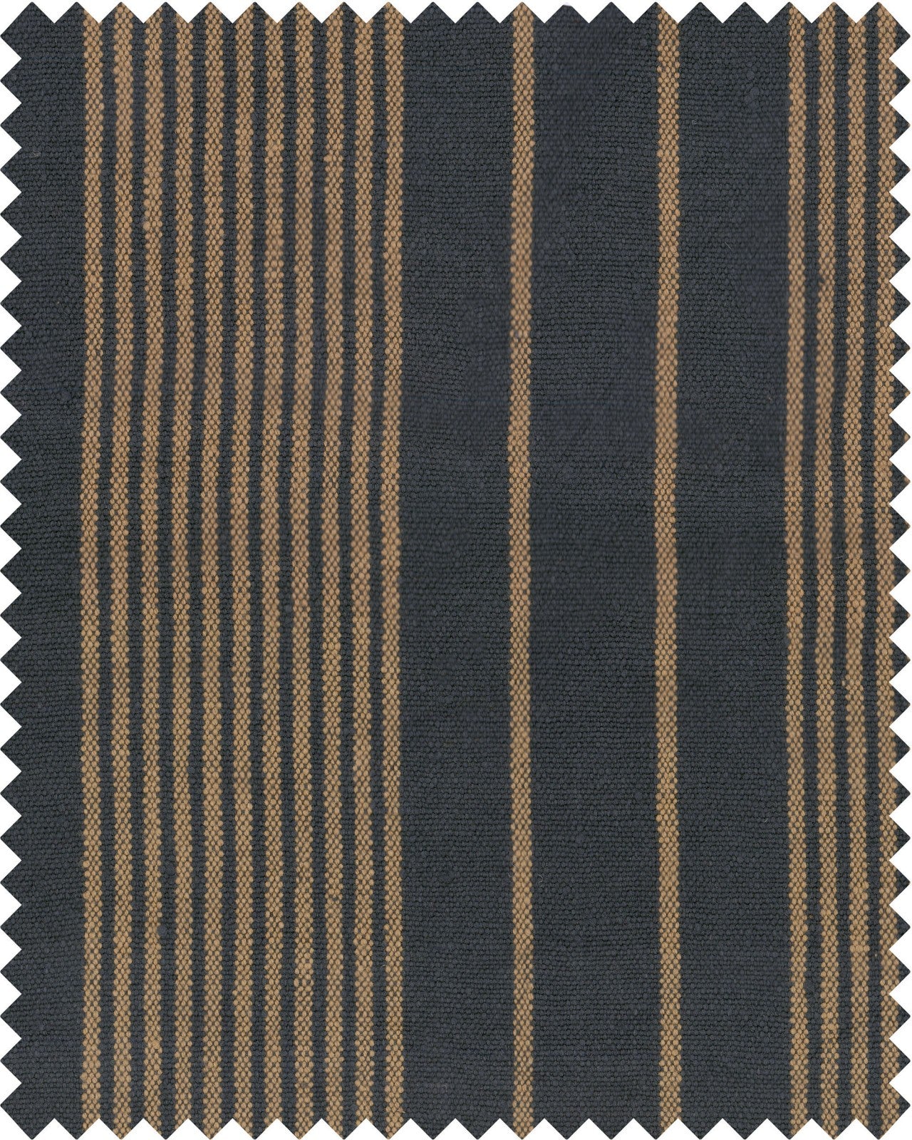 Newport Stripes Heavy Linen fabric in indigo taupe color - pattern number FB00079 - by Mind The Gap in the Woodstock collection