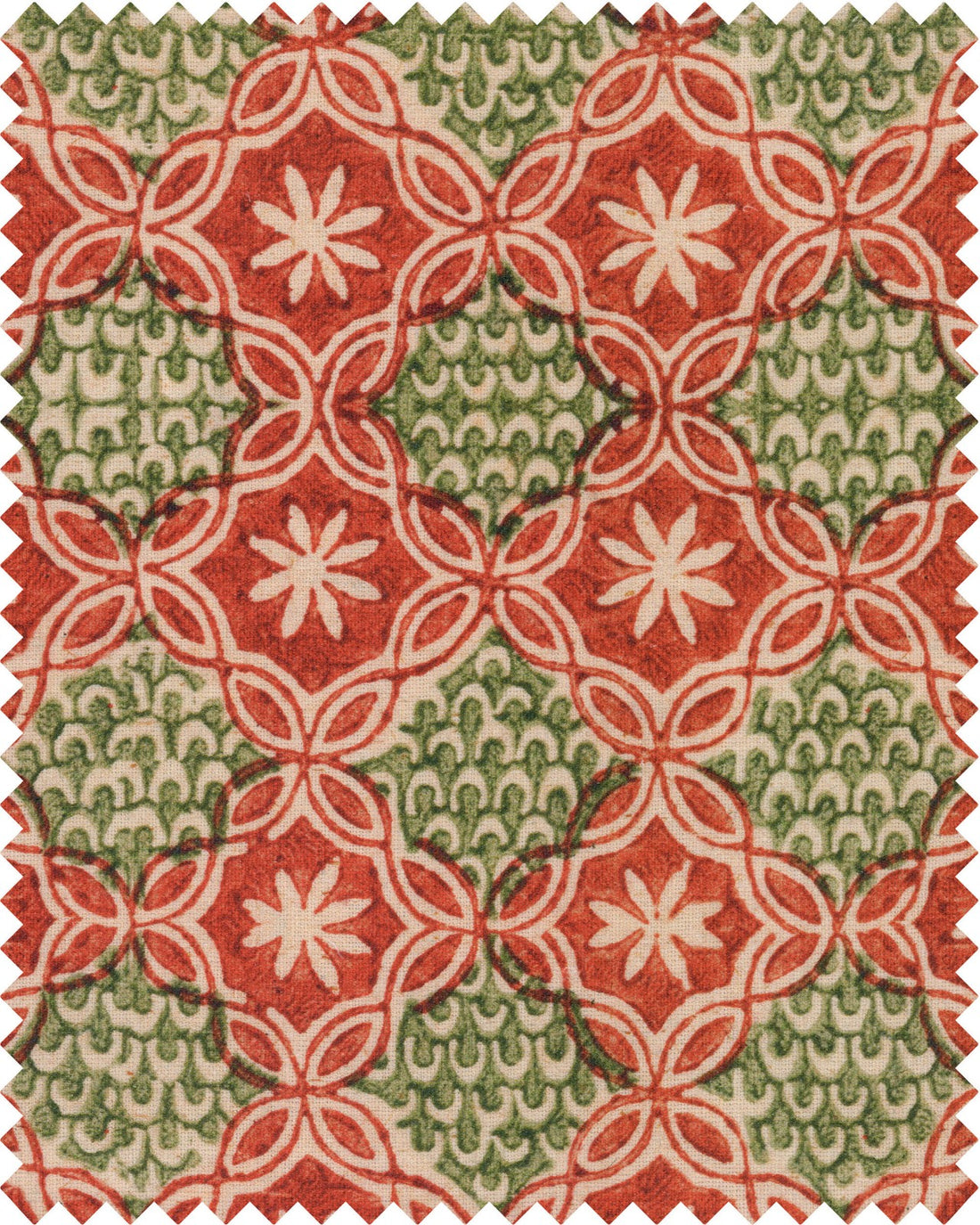 Rasiya fabric in red green taupe color - pattern number FB00074 - by Mind The Gap in the Woodstock collection