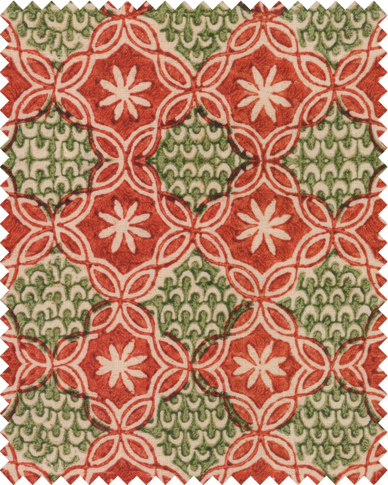 Rasiya fabric in red green taupe color - pattern number FB00074 - by Mind The Gap in the Woodstock collection
