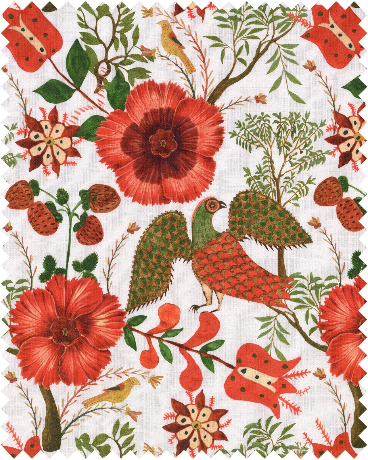 Szekely Folk fabric in red white green color - pattern number FB00040 - by Mind The Gap in the Transylvanian Roots collection
