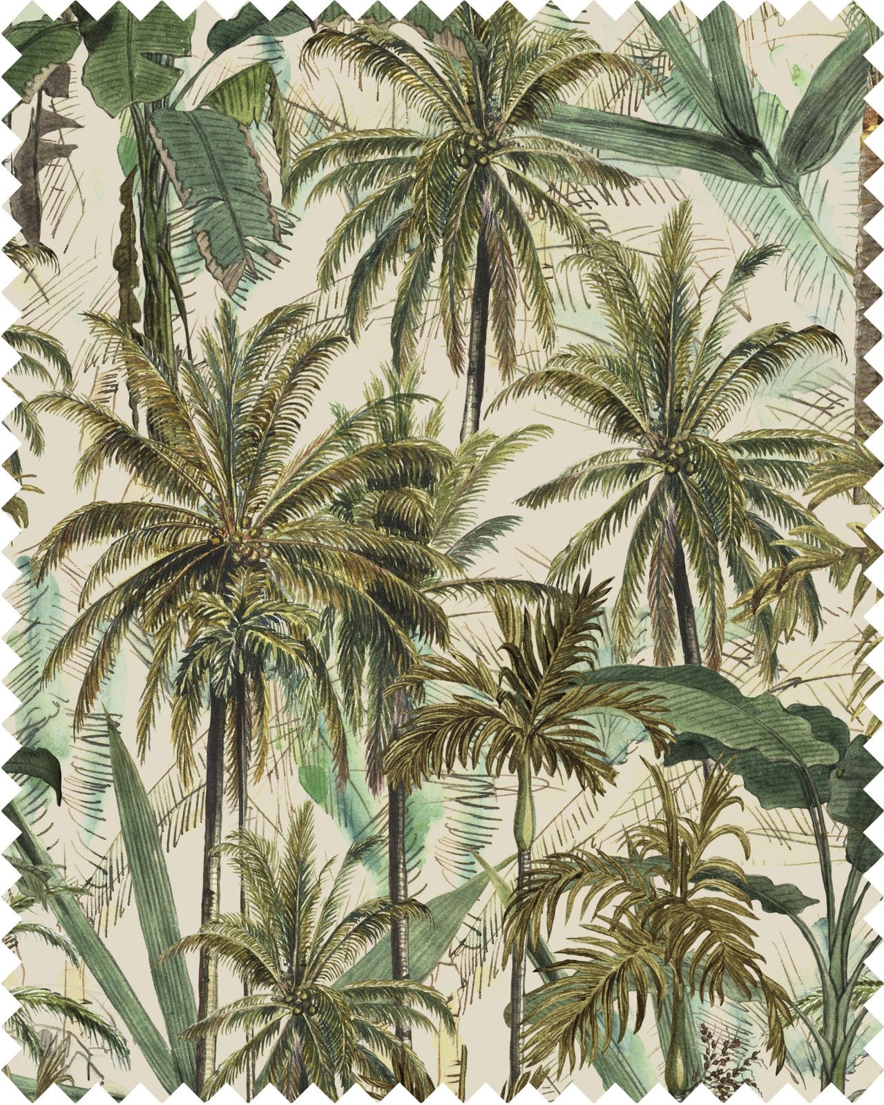 The Jungle fabric in green brown taupe color - pattern number FB00034 - by Mind The Gap in the Tropical Cottage collection