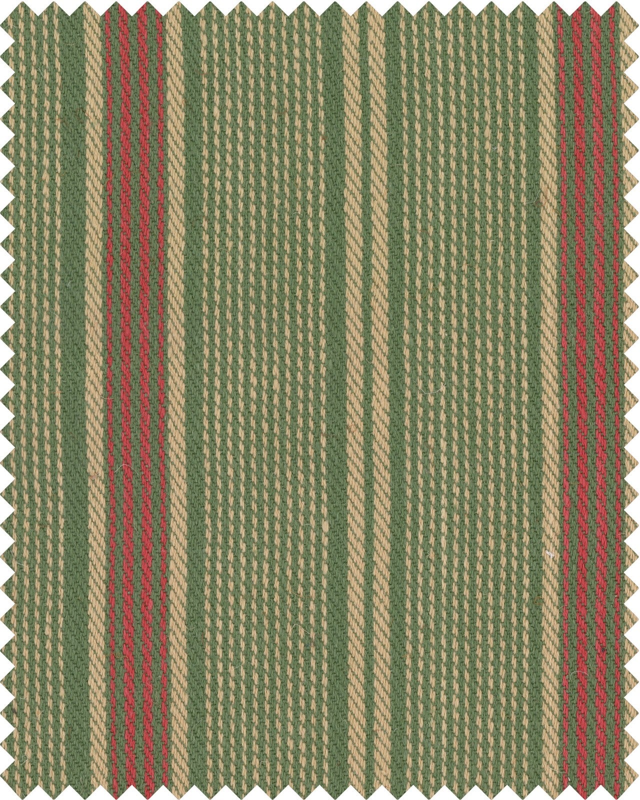 Tyrolean Stripes fabric in green red taupe color - pattern number FB00107 - by Mind The Gap in the Tyrol Apres-ski Home Collection collection