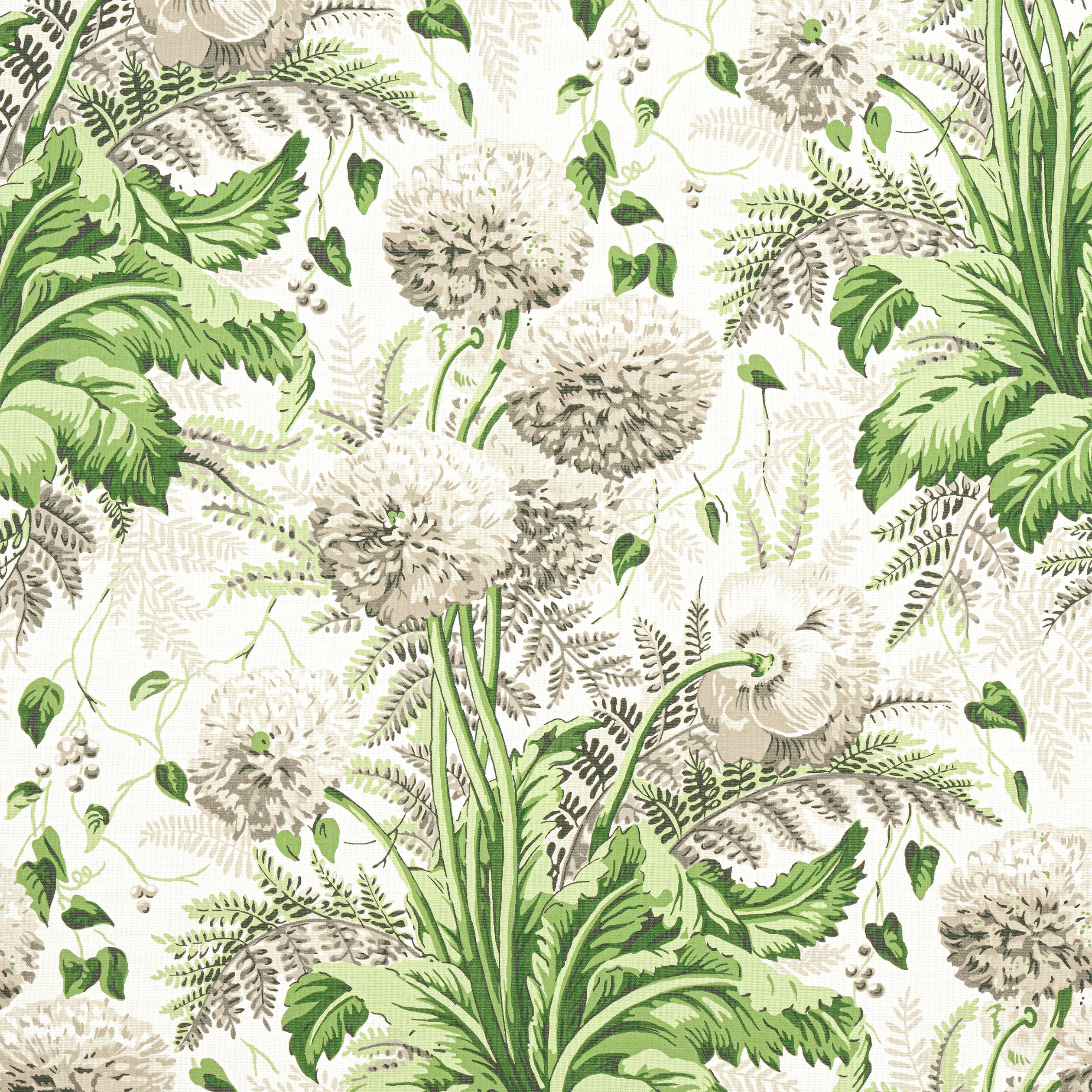 Dahlia fabric in Spring on White color - pattern number AF24538 - by Anna French in the Devon collection