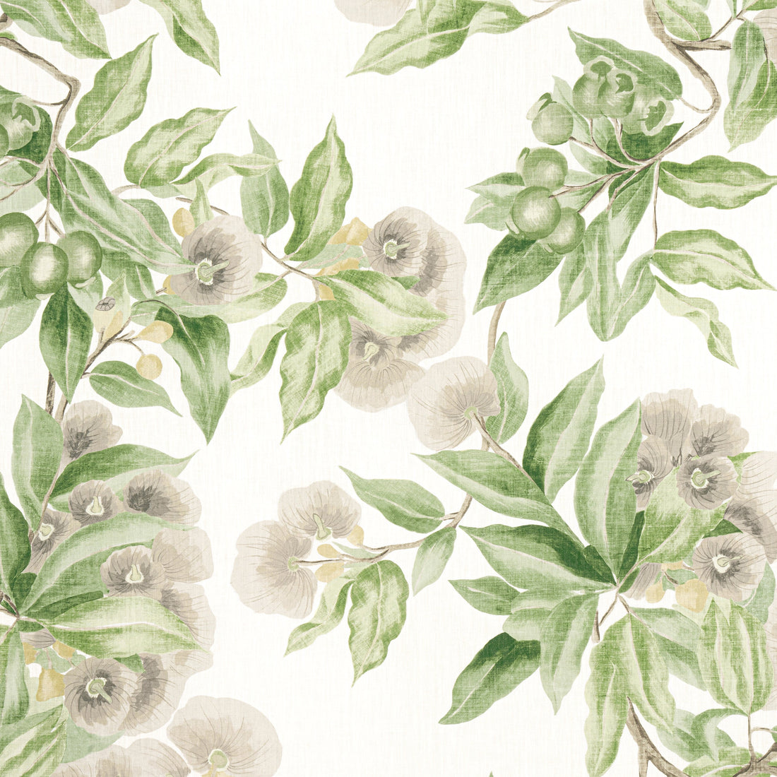 Camellia Garden fabric in Spring on White color - pattern number AF24551 - by Anna French in the Devon collection